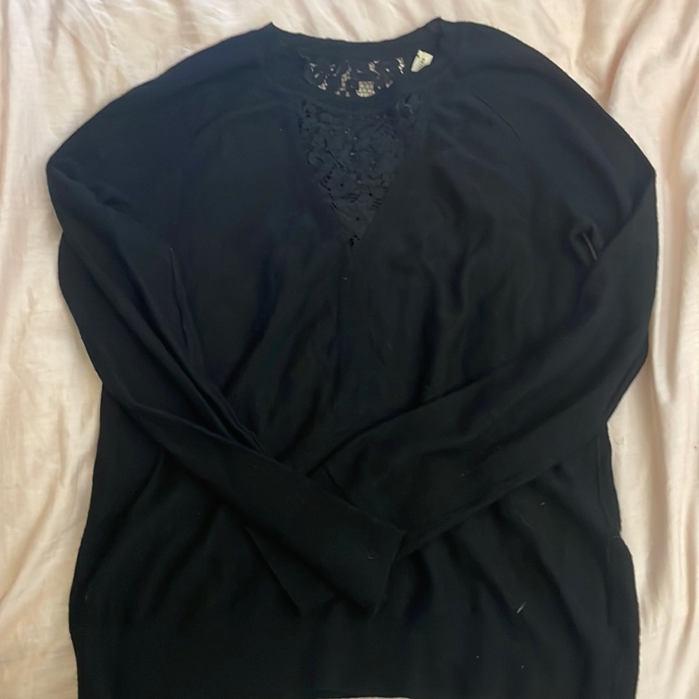 Rebecca Taylor Merino wool and lace peekaboo sweater